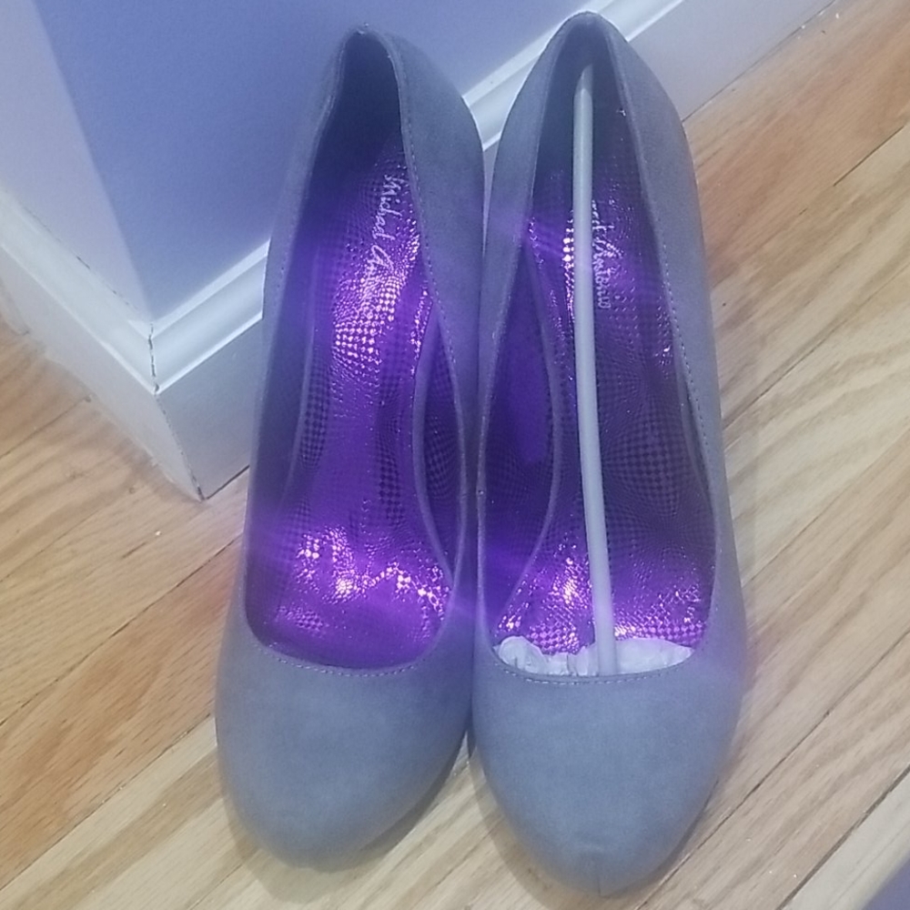 Grey suede pumps